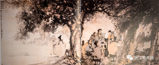 近現(xiàn)代_傅抱石_九老圖