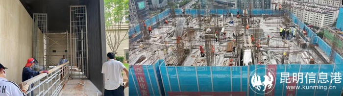 左：融創(chuàng)·春風十里復工實拍 右：融創(chuàng)·人民路1979復工實拍