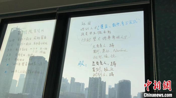 創(chuàng)業(yè)之初，為了節(jié)省開支，落地窗被“薪傳時光”團隊當(dāng)成了黑板。(資料圖) 陳嘉瑞 供圖