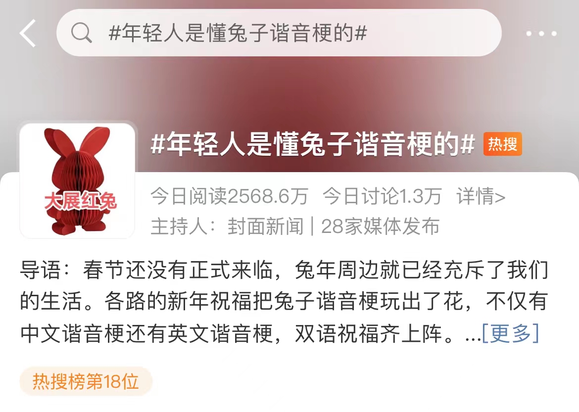 “兔子諧音?！被鹕蠠崴? style=