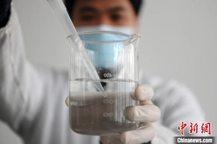 新疆農(nóng)業(yè)科學(xué)院農(nóng)作物品種資源研究所的工作人員在做大豆DNA提取實(shí)驗(yàn)。　新疆農(nóng)業(yè)科學(xué)院農(nóng)作物品種資源所研究所提供