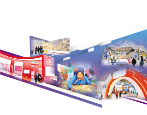 《古道茶馬萬里圖》展示。 　　昆明報業(yè)傳媒集團展區(qū)。 　　農(nóng)民畫展示。 　　盤龍展區(qū)。 　　國際展區(qū)。