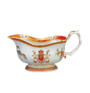 清雍正廣彩沃爾尼家族紋章紋醬汁杯