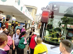 游客乘坐免費公交往返活動地點 本版圖片 供圖