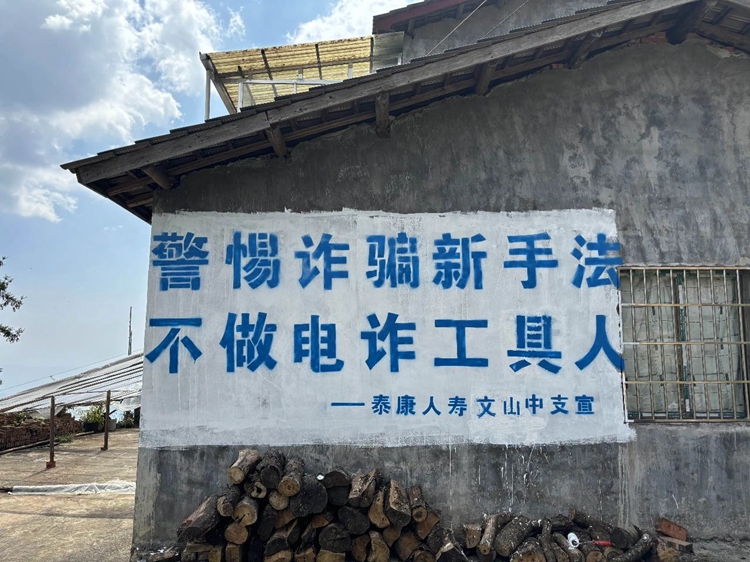 泰康人壽云南分公司在當(dāng)?shù)胤鬯⒌姆丛p宣傳墻