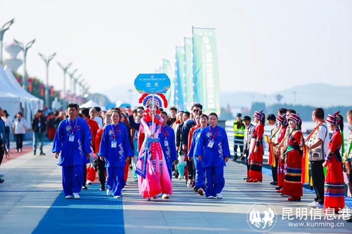 開幕式武術(shù)代表隊邁著矯健的步伐入場。